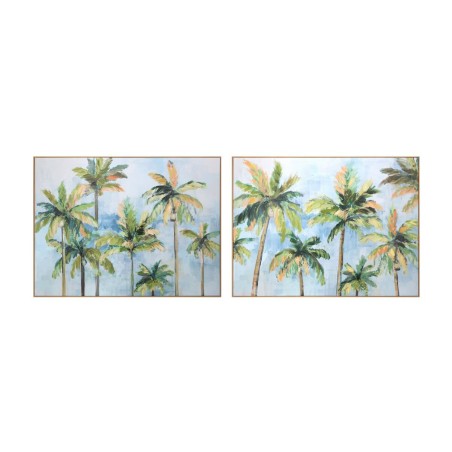 Quadro Home ESPRIT Azzurro Verde Palme Tropicale 120 x 3,5 x 90 cm (2 Unità)