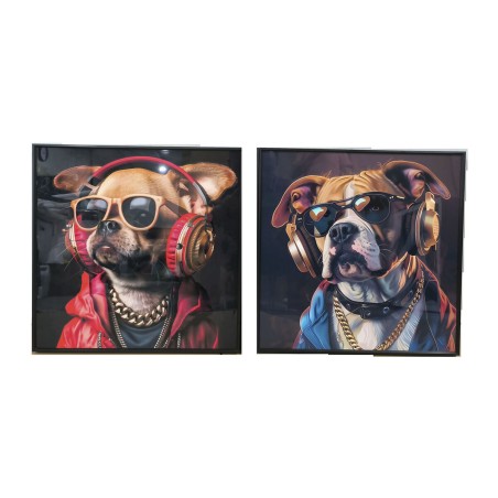 Quadro Home ESPRIT Azzurro Marrone Rosso Moderno Cane 50 x 3,5 x 50 cm (2 Unità)