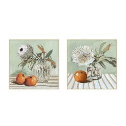Quadro Home ESPRIT Giallo Bianco Rosso Verde Cottage 83 x 4,5 x 83 cm (2 Unità)