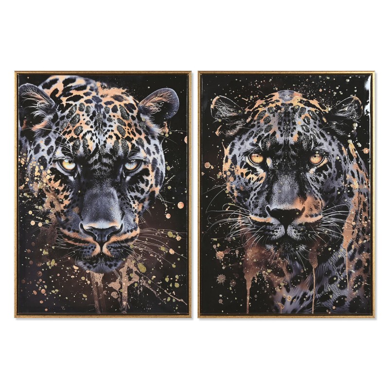 Quadro Home ESPRIT Nero Dorato Leopardo Coloniale Laccato 50 x 3,5 x 70 cm (2 Unità) Quadro Home ESPRIT Nero Dorato Leopardo Coloniale Laccato 50 x 3,5 x 70 cm (2 Unità)