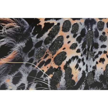 Quadro Home ESPRIT Nero Dorato Leopardo Coloniale Laccato 50 x 3,5 x 70 cm (2 Unità)