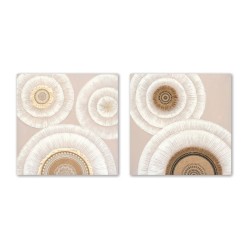 Quadro Home ESPRIT Bianco Beige Cerchi Scandinavo 80 x 3 x 80 cm (2 Unità)