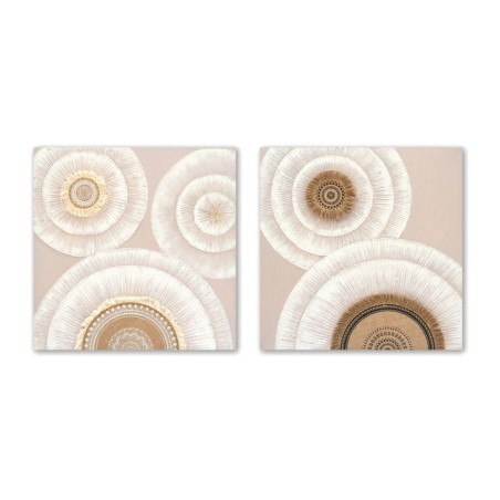 Quadro Home ESPRIT Bianco Beige Cerchi Scandinavo 80 x 3 x 80 cm (2 Unità)
