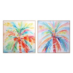 Quadro Home ESPRIT Palme Tropicale 80 x 3,5 x 80 cm (2 Unità)