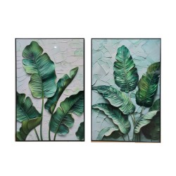 Quadro Home ESPRIT Verde Palme Tropicale 80 x 3,5 x 120 cm (2 Unità)