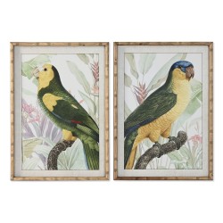 Quadro Home ESPRIT Giallo Verde Pappagallo Tropicale 50 x 2,5 x 70 cm (2 Unità)