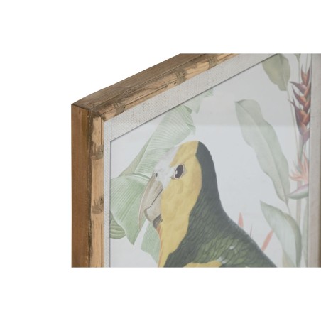 Quadro Home ESPRIT Giallo Verde Pappagallo Tropicale 50 x 2,5 x 70 cm (2 Unità)