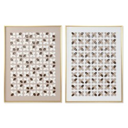 Quadro Home ESPRIT Bianco Beige Dorato Moderno Città 90 x 3,5 x 120 cm (2 Unità)