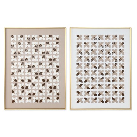 Quadro Home ESPRIT Bianco Beige Dorato Moderno Città 90 x 3,5 x 120 cm (2 Unità)