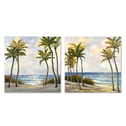 Quadro Home ESPRIT Azzurro Verde Spiaggia Mediterraneo 80 x 3 x 80 cm (2 Unità)