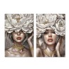 Quadro Home ESPRIT Bianco Beige Fiori Romantico 60 x 3 x 90 cm (2 Unità)