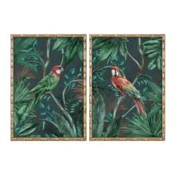 Quadro Home ESPRIT Verde Pappagallo Tropicale 50 x 2,8 x 70 cm (2 Unità)