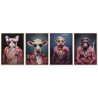 Quadro Home ESPRIT Azzurro Rosso Animale Laccato 52,5 x 2,8 x 72,5 cm (4 Unità)