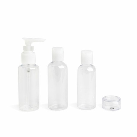 Dispenser da Viaggio per Liquidi 4 in 1 IDC Institute Travel Trasparente Set 4 Pezzi