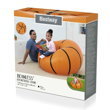 Bestway Poltrona Gonfiabile Gigante Basket 114x112x66 cm +6 Anni Interno e Giardino 75103