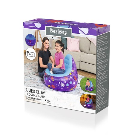 Bestway Sedia Gonfiabile con Luci Led Spaziali 72x72x64 cm +3 Anni Interno e Giardino 75122