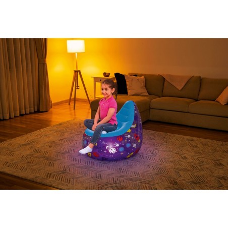 Bestway Sedia Gonfiabile con Luci Led Spaziali 72x72x64 cm +3 Anni Interno e Giardino 75122