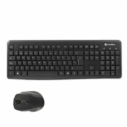 Tastiera e Mouse CoolBox COO-KTR-02W Qwerty in Spagnolo Senza Fili Nero Spagnolo QWERTY