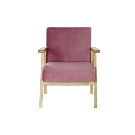 Poltrona DKD Home Decor Rosa Poliestere Legno MDF (61 x 63 x 77 cm)