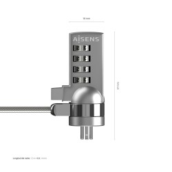 Cavo di Sicurezza Aisens ASLK-D40N01-SL Argentato 1,5 m