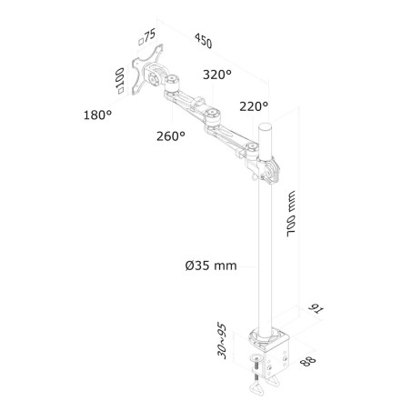 Supporto da Tavolo per Schermo Neomounts FPMA-D935POLE70 10" 30"