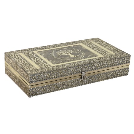 Scatola-Portagioie Home ESPRIT Bianco Champagne Legno Alluminio 38 x 20 x 7,5 cm