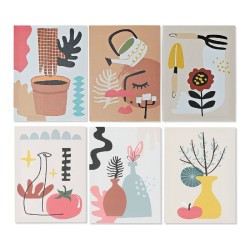Quadro DKD Home Decor Plants Vaso Scandinavo 30 x 1,8 x 40 cm Multicolore