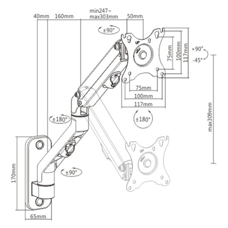 Supporto TV GEMBIRD MA-WA1-02 17" 27" 7 kg