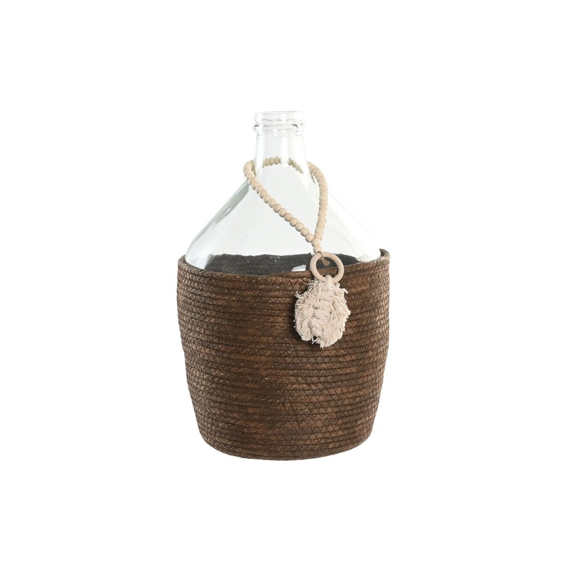 Vaso Home ESPRIT Trasparente Marrone scuro Cristallo Naturale Coloniale 26 x 26 x 39 cm Vaso Home ESPRIT Trasparente Marrone scuro Cristallo Naturale Coloniale 26 x 26 x 39 cm