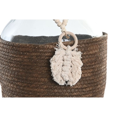 Vaso Home ESPRIT Trasparente Marrone scuro Cristallo Naturale Coloniale 26 x 26 x 39 cm