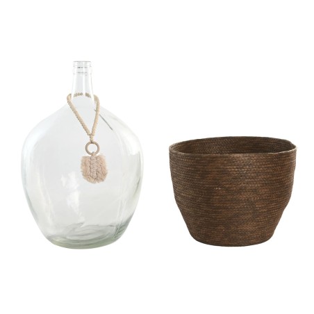 Vaso Home ESPRIT Trasparente Marrone scuro Cristallo Coloniale 37 x 37 x 55 cm