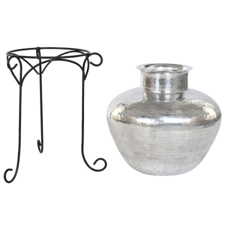 Vaso Home ESPRIT Nero Argentato Alluminio 45 x 45 x 95 cm