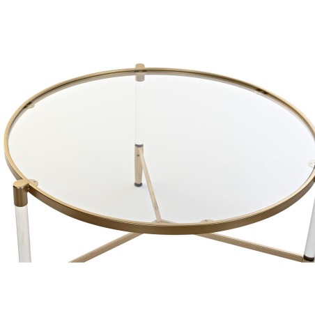 Tavolino da Caffè DKD Home Decor Glamour Trasparente Dorato Acrilico Metallo 87 x 87 x 50 cm