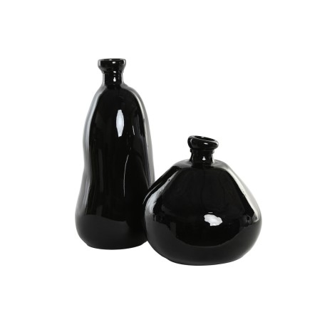 Vaso Home ESPRIT Nero Vetro riciclato 22 x 22 x 51 cm