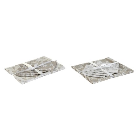 Tovaglia e tovaglioli DKD Home Decor 2 Unità 150 x 150 x 0,5 cm Beige Bianco Marrone Chiaro