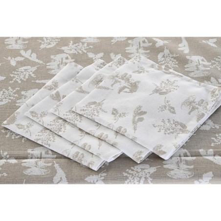 Tovaglia e tovaglioli DKD Home Decor 2 Unità 150 x 150 x 0,5 cm Beige Bianco Marrone Chiaro