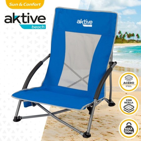 Sedia da Spiaggia Aktive Azzurro 50 x 67 x 51 cm (4 Unità)