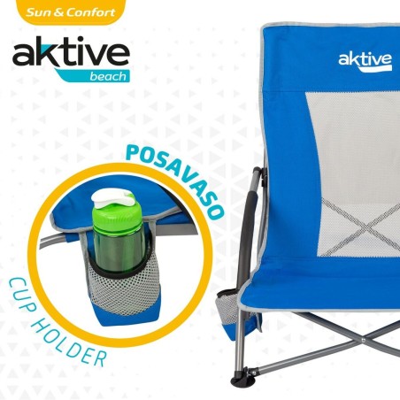 Sedia da Spiaggia Aktive Azzurro 50 x 67 x 51 cm (4 Unità)