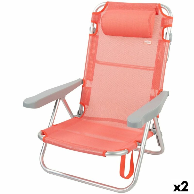 Sedia Pieghevole con Poggiatesta Aktive Flamingo Corallo 48 x 84 x 46 cm (2 Unità) Sedia Pieghevole con Poggiatesta Aktive Flamingo Corallo 48 x 84 x 46 cm (2 Unità)