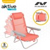 Sedia Pieghevole con Poggiatesta Aktive Flamingo Corallo 48 x 84 x 46 cm (2 Unità)