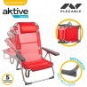 Sedia Pieghevole con Poggiatesta Aktive Menorca Rosso 48 x 90 x 60 cm (2 Unità)