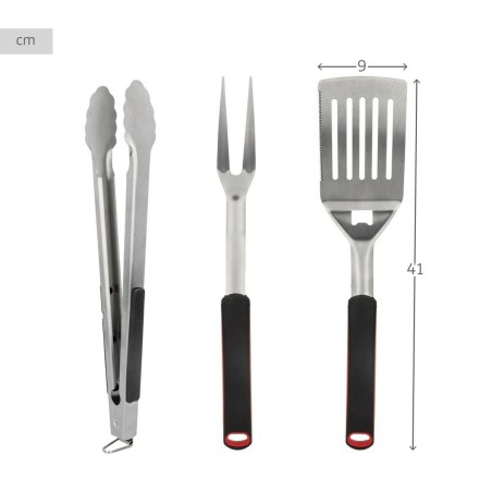 Set Utensili da Barbecue Aktive 3 Pezzi Barbecue Acciaio inossidabile 9 x 41 x 5 cm (4 Unità)