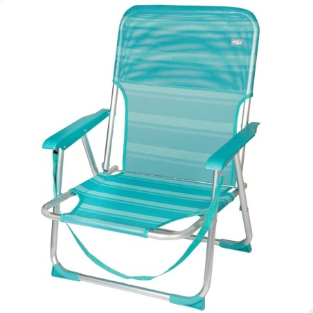 Sedia da Spiaggia Aktive Turchese 44 x 72 x 35 cm Alluminio Pieghevole (4 Unità)
