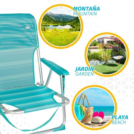 Sedia da Spiaggia Aktive Turchese 44 x 72 x 35 cm Alluminio Pieghevole (4 Unità)