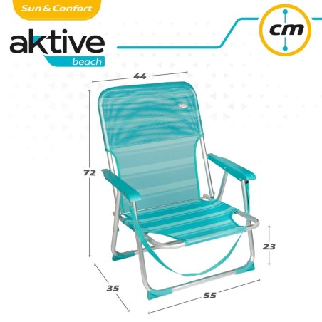 Sedia da Spiaggia Aktive Turchese 44 x 72 x 35 cm Alluminio Pieghevole (4 Unità)