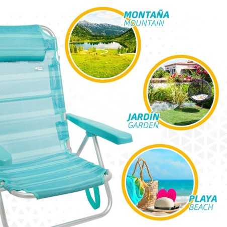 Sedia da Spiaggia Aktive Pieghevole Turchese 48 x 84 x 46 cm (2 Unità)