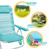 Sedia da Spiaggia Aktive Pieghevole Turchese 48 x 84 x 46 cm (2 Unità)