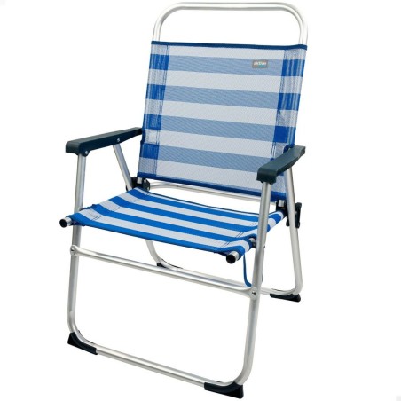 Sedia da Spiaggia Aktive Azzurro Bianco 48 x 88 x 50 cm Alluminio Pieghevole (4 Unità)