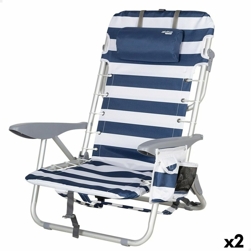 Sedia da Spiaggia Aktive Azzurro Bianco 50 x 76 x 45 cm (2 Unità) Sedia da Spiaggia Aktive Azzurro Bianco 50 x 76 x 45 cm (2 Unità)