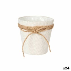 Vaso Ibergarden WY18-71 Bianco Marrone Stoffa Corda Plastica Fiocco 14 x 12,5 x 14 cm 14 x 14 x 14 cm (24 Unità)